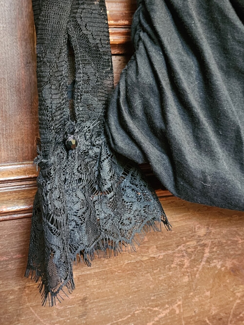VINTAGE ARCHIVE Rugby Ralph Lauren Black Lace Ruched Blouse-RARE Y2K-Medium - Picture 10 of 12